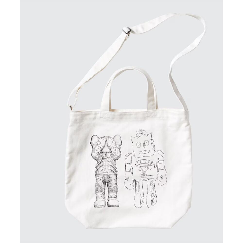 Uniqlo KAWS + Andy Warhol 2-Way Tote Bag in Off White